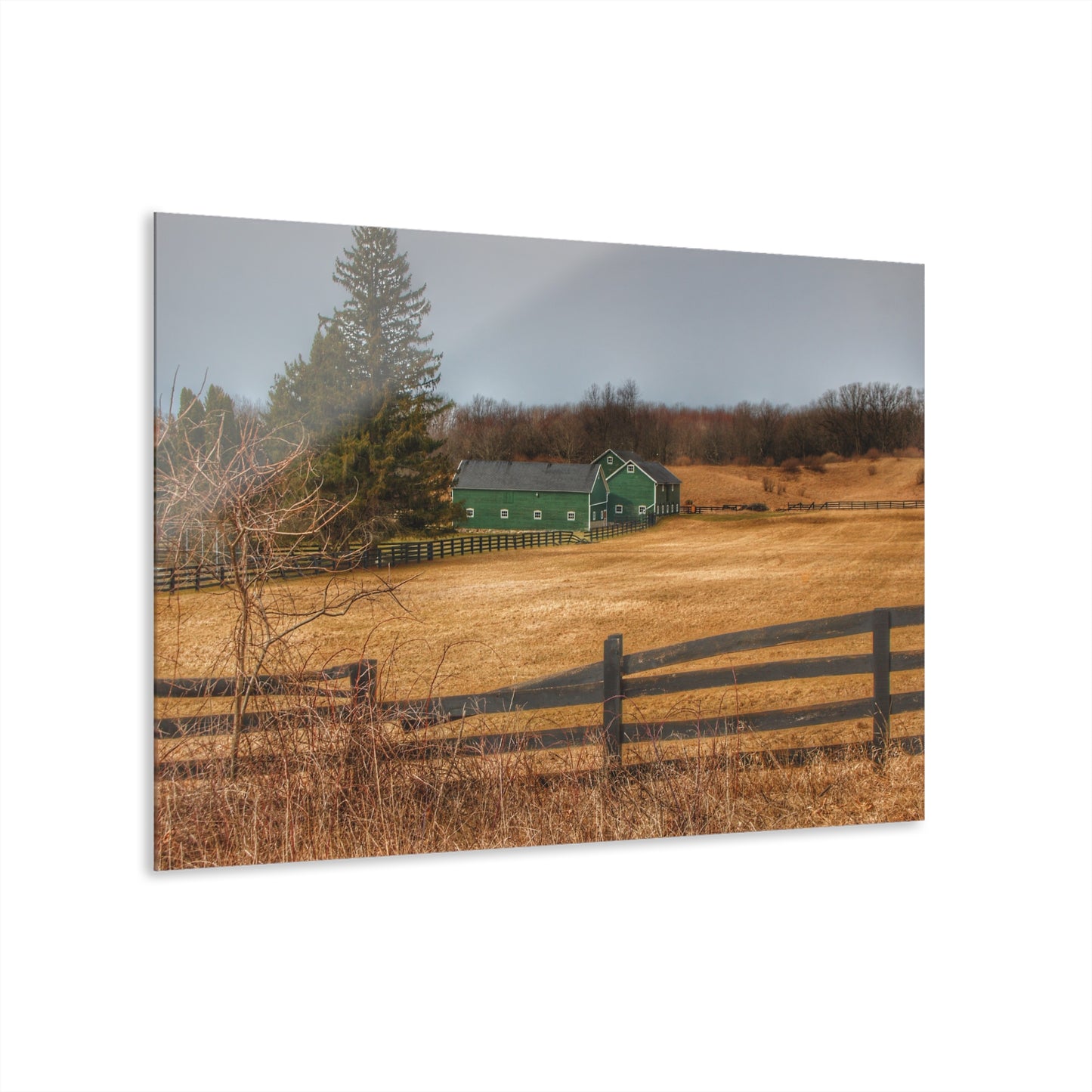 U R There Photography Green Barns and Broken Fences Rustic Farmhouse Acrylic Wall Print