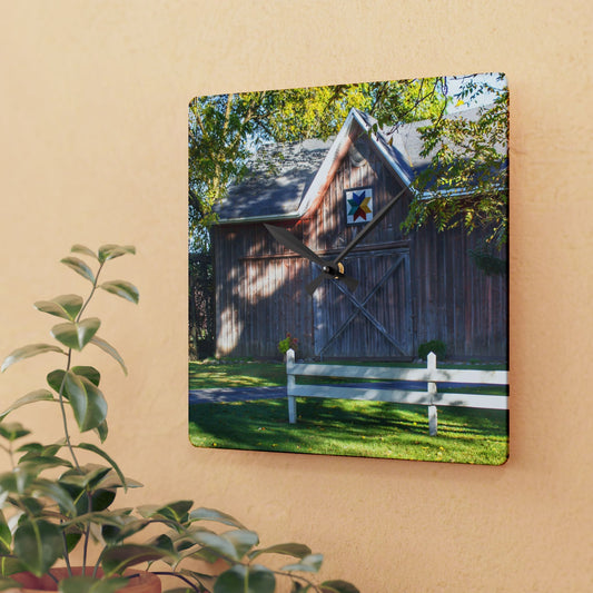 U R There Photography Hunters Creek Quilted II Rustic Farmhouse Acrylic Analog Wall Clock