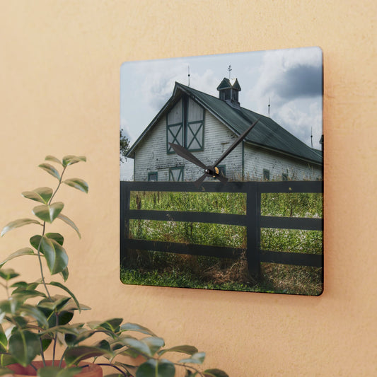 U R There Photography Sutton Road White Rustic Farmhouse Acrylic Analog Wall Clock