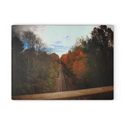 U R There Photography Above the Tracks in Vassar Rustic Farmhouse Tempered-Glass Cutting Board