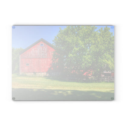 U R There Photography Five Lakes Red IV Rustic Farmhouse Tempered-Glass Cutting Board