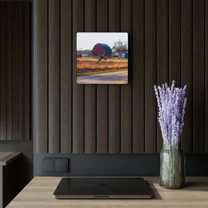 U R There Photography Baldwin Barn Brothers II Rustic Farmhouse Acrylic Analog Wall Clock