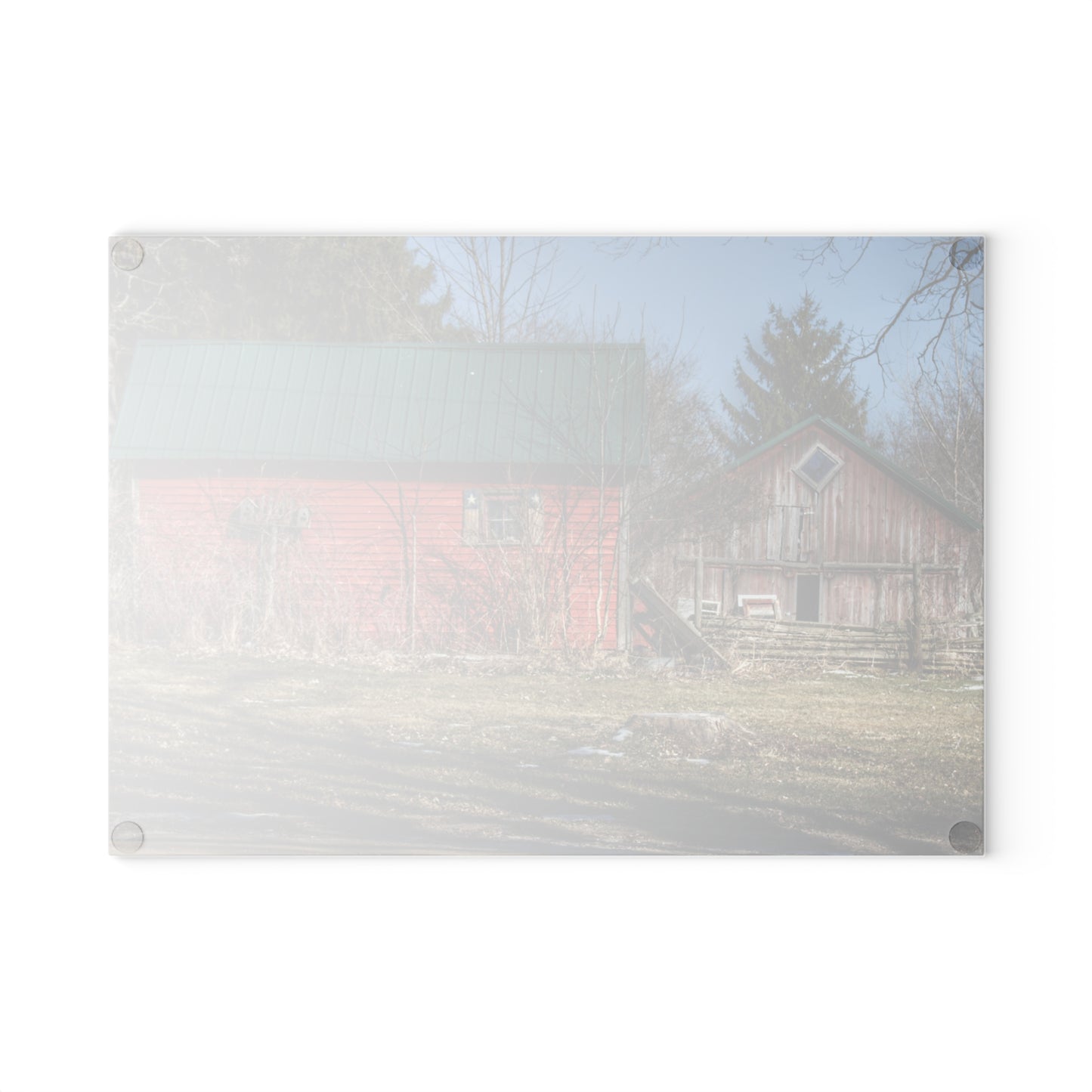 U R There Photography Roadside Reds Rustic Farmhouse Tempered-Glass Cutting Board