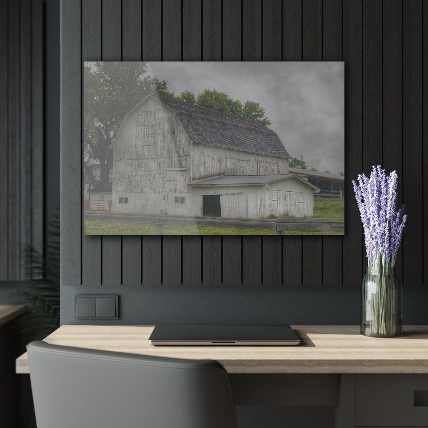 U R There Photography Columbiaville White Rustic Farmhouse Acrylic Wall Print