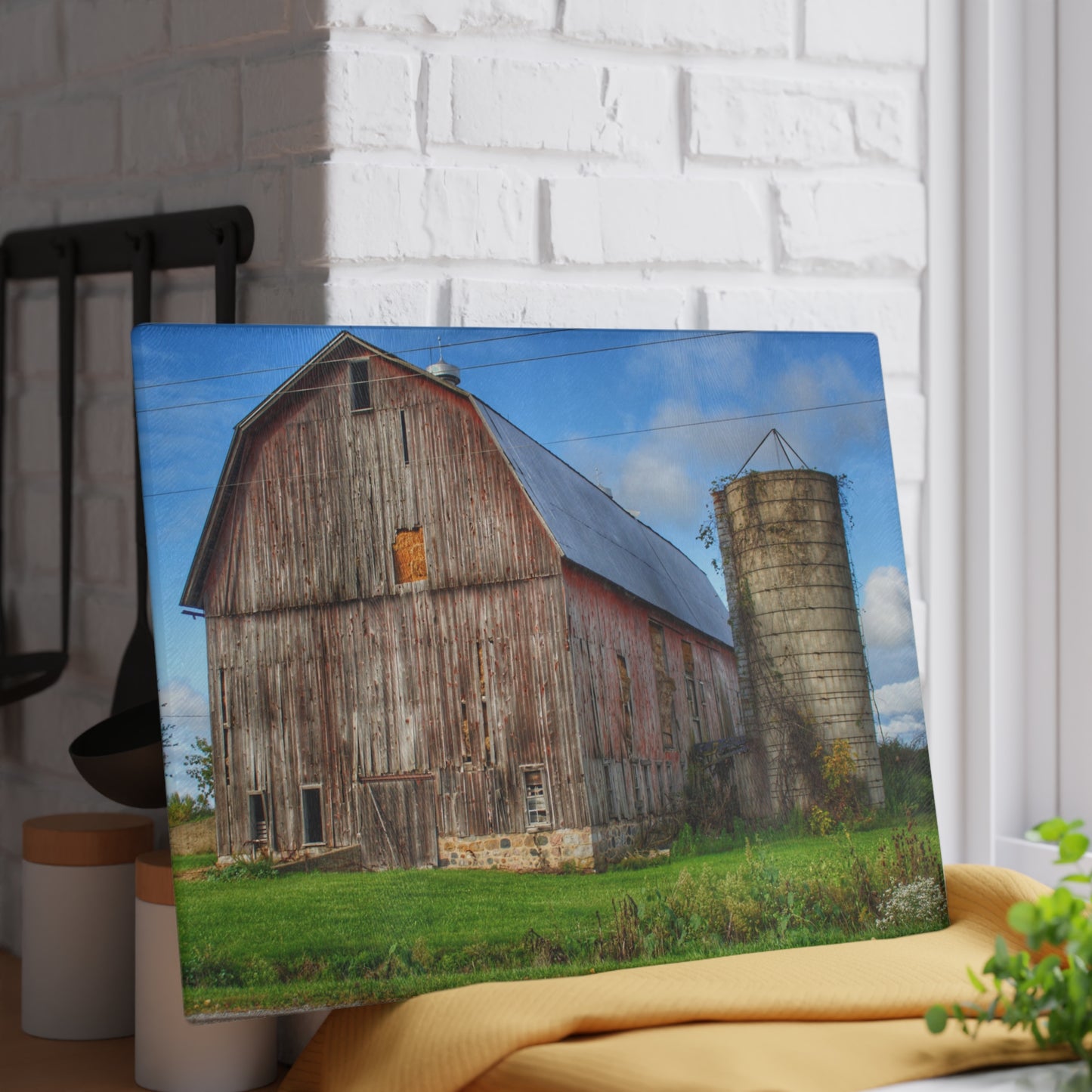 U R There Photography North Irish Red II Rustic Farmhouse Tempered-Glass Cutting Board