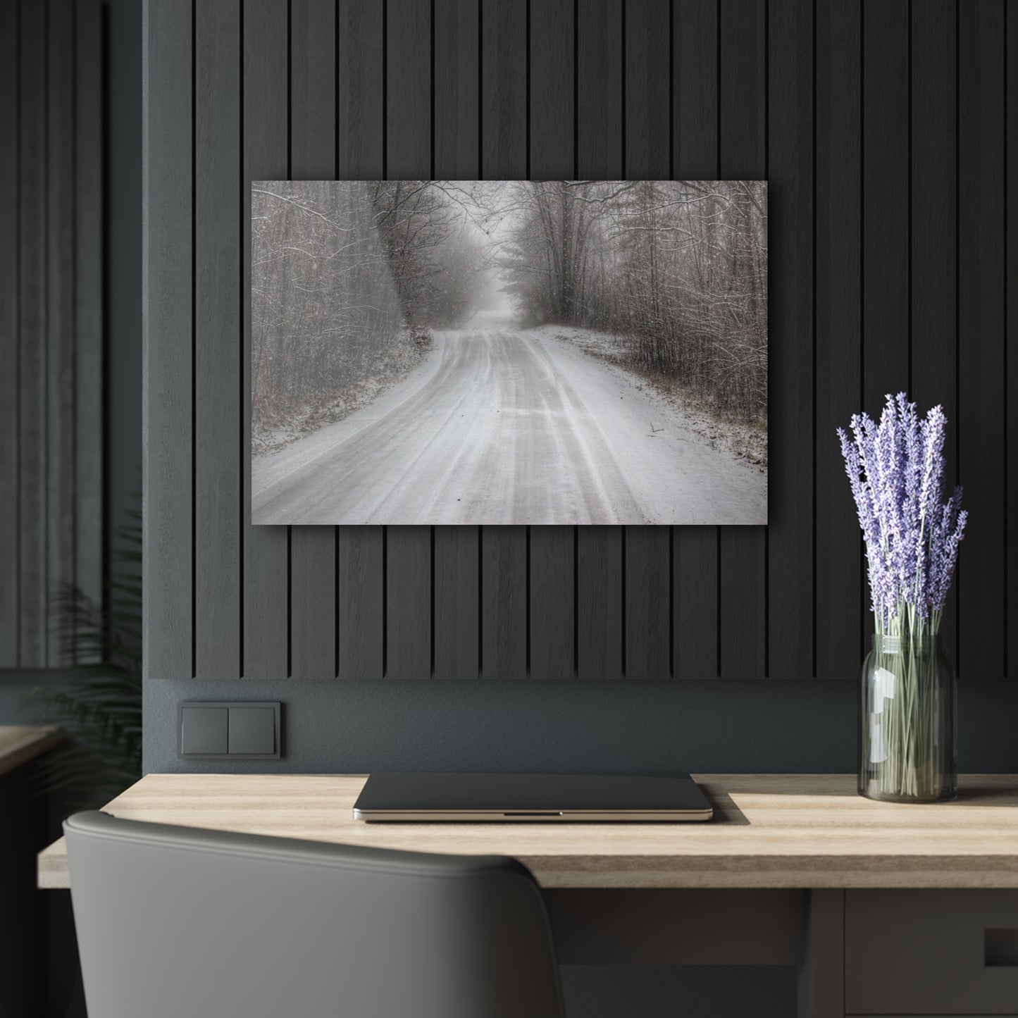 U R There Photography Cold Country Roads Rustic Farmhouse Acrylic Wall Print