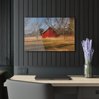 U R There Photography Romeo Plank Little Red Rustic Farmhouse Acrylic Analog Wall Clock
