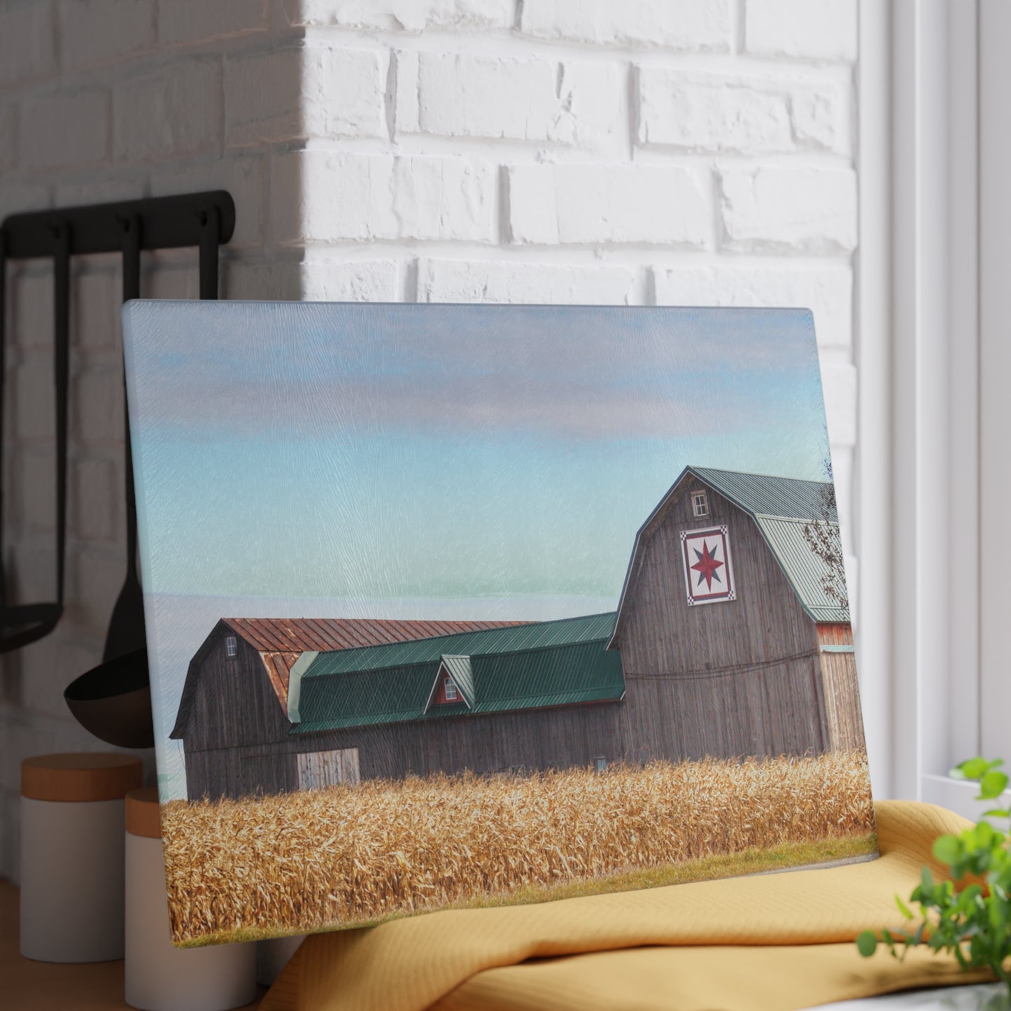 U R There Photography Frankenmuth Greys Rustic Farmhouse Tempered-Glass Cutting Board