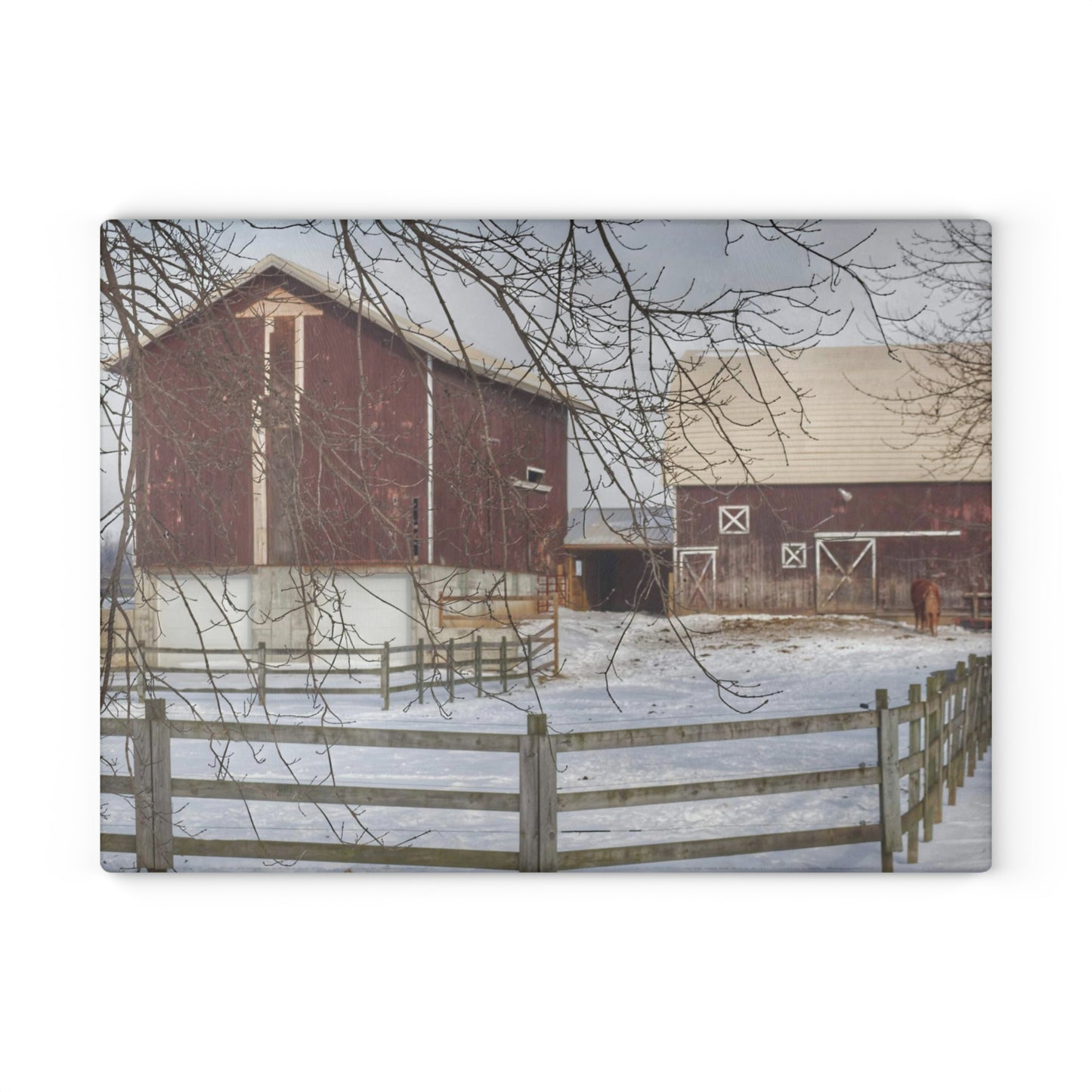 U R There Photography Ebeling Brown Rustic Farmhouse Tempered-Glass Cutting Board