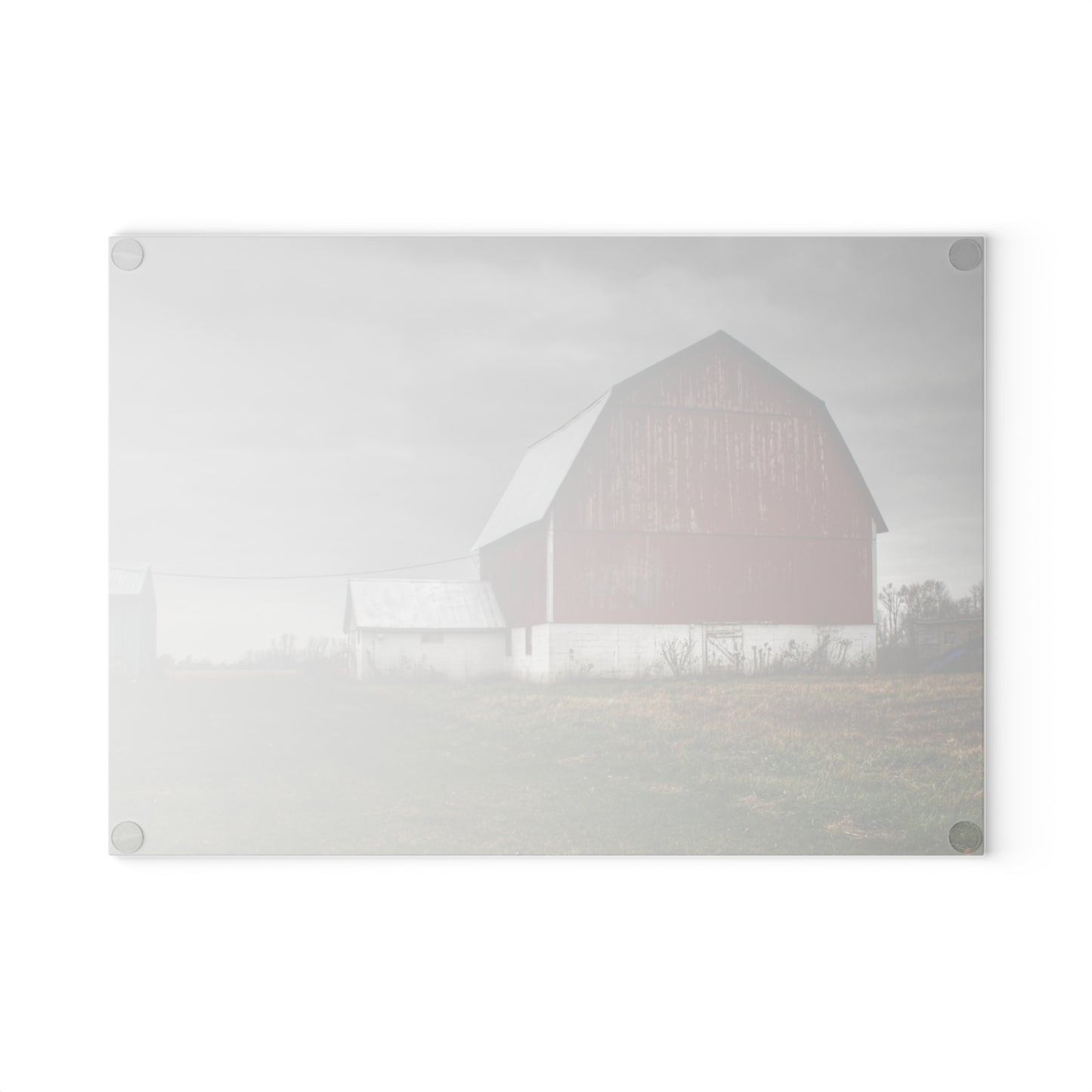 U R There Photography Mills Road Red I Rustic Farmhouse Tempered-Glass Cutting Board