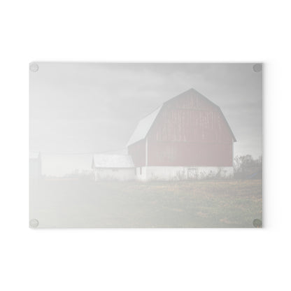 U R There Photography Mills Road Red I Rustic Farmhouse Tempered-Glass Cutting Board