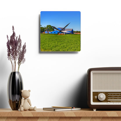 U R There Photography Kidder Road Blues II Rustic Farmhouse Acrylic Analog Wall Clock