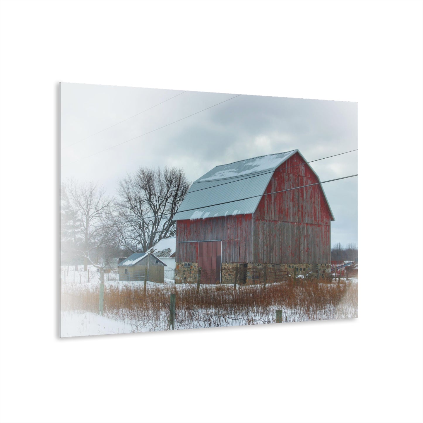 U R There Photography Lake Pleasant Stone Red and Little Grey Rustic Farmhouse Acrylic Wall Print