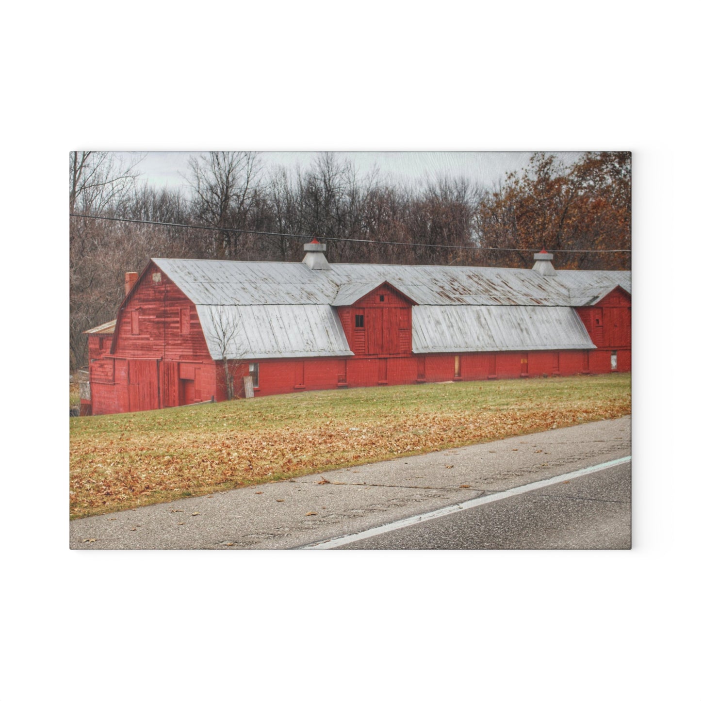 U R There Photography Caseville Red Rustic Farmhouse Tempered-Glass Cutting Board