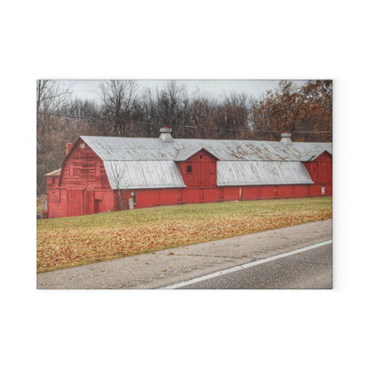 U R There Photography Caseville Red Rustic Farmhouse Tempered-Glass Cutting Board