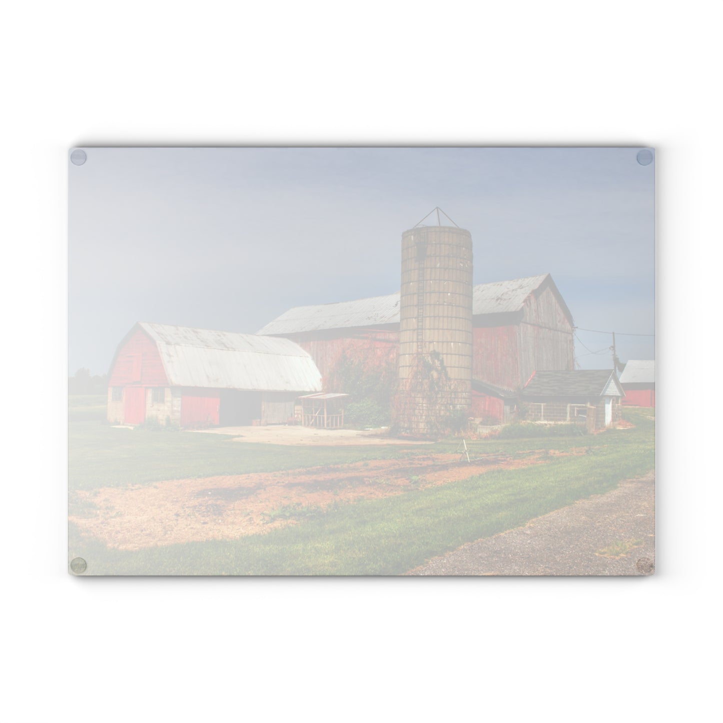 U R There Photography Marlette Red IV Rustic Farmhouse Tempered-Glass Cutting Board