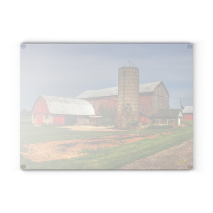 U R There Photography Marlette Red IV Rustic Farmhouse Tempered-Glass Cutting Board