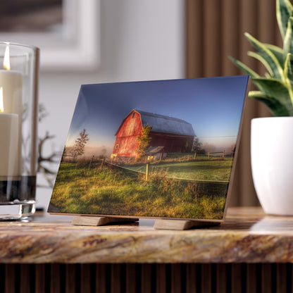 U R There Photography Columbiaville Red I Rustic Farmhouse Decorative Ceramic Tile