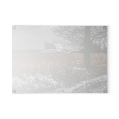 U R There Photography Edward Road Red Rustic Farmhouse Tempered-Glass Cutting Board