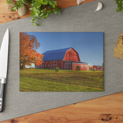 U R There Photography Shoemaker Road Red Rustic Farmhouse Tempered-Glass Cutting Board