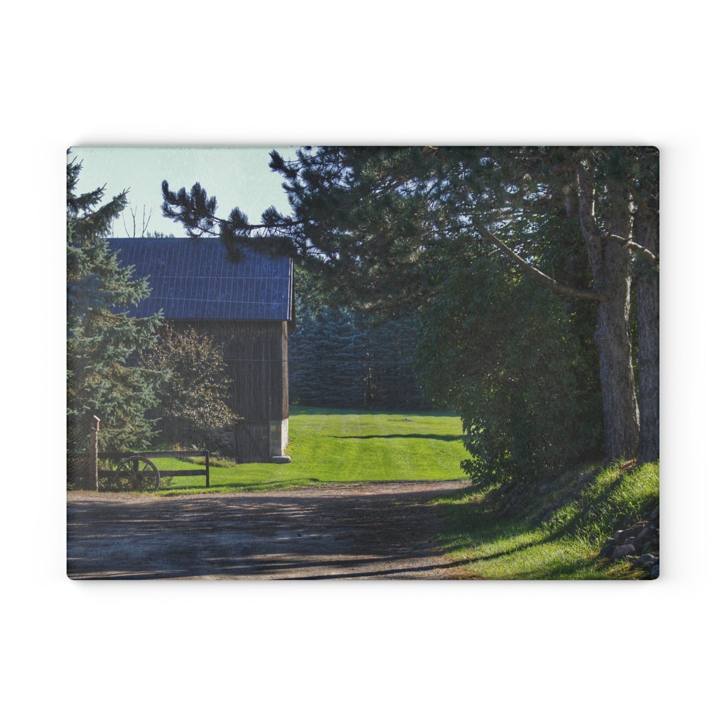 U R There Photography Hosner Road Hidden Grey Rustic Farmhouse Tempered-Glass Cutting Board