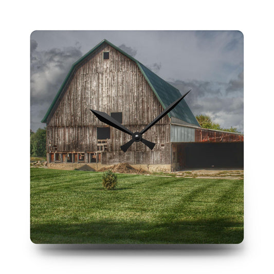 Bishop Grey II Rustic Farmhouse Acrylic Analog Wall Clock 10.75'' × 10.75'' (Square)