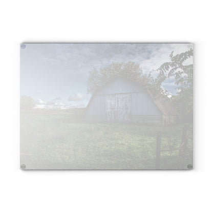 U R There Photography East Frances Quonset and Cows Rustic Farmhouse Tempered-Glass Cutting Board