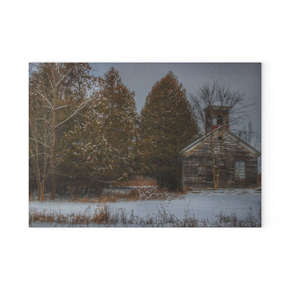 U R There Photography Vermilya Schoolhouse I Rustic Farmhouse Tempered-Glass Cutting Board