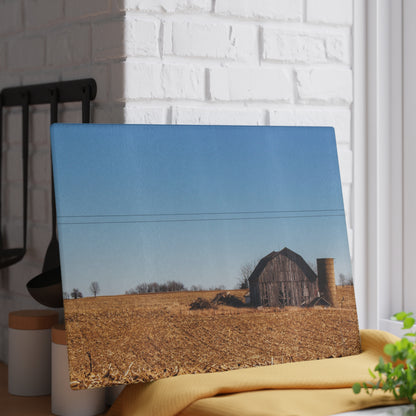 U R There Photography Hurd Corners Road Grey Rustic Farmhouse Tempered-Glass Cutting Board