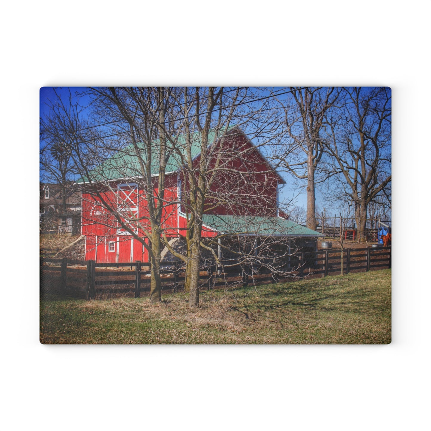 U R There Photography Imlay City Road Cow Barn I Rustic Farmhouse Tempered-Glass Cutting Board