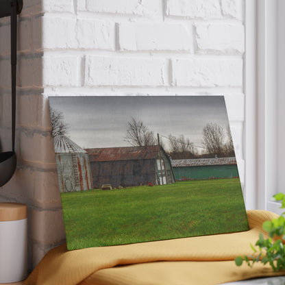U R There Photography Hough Road Green Quonset IV Rustic Farmhouse Tempered-Glass Cutting Board