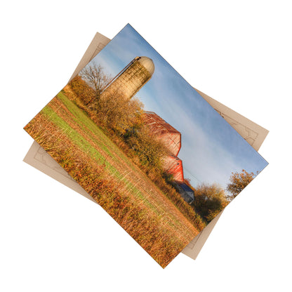 U R There Photography Cade Road Red and Silo Rustic Farmhouse Decorative Ceramic Tile