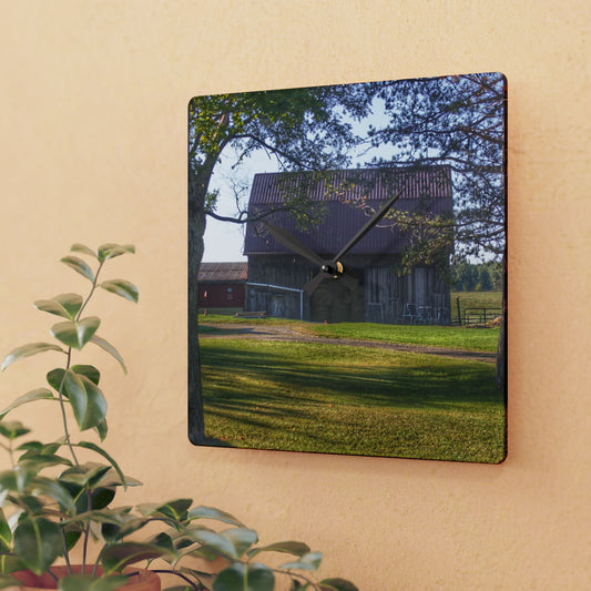 U R There Photography Newark Road Tilted Grey II Rustic Farmhouse Acrylic Analog Wall Clock