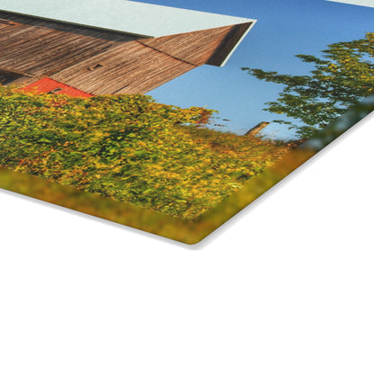 U R There Photography Hilltop High Grey Rustic Farmhouse Tempered-Glass Cutting Board