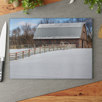 U R There Photography Morgan Lanes Cedar Shake Barn Rustic Farmhouse Tempered-Glass Cutting Board