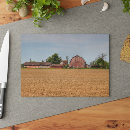 U R There Photography Volz Road Reds Rustic Farmhouse Tempered-Glass Cutting Board