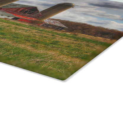 U R There Photography Centerline Road Red Rustic Farmhouse Tempered-Glass Cutting Board