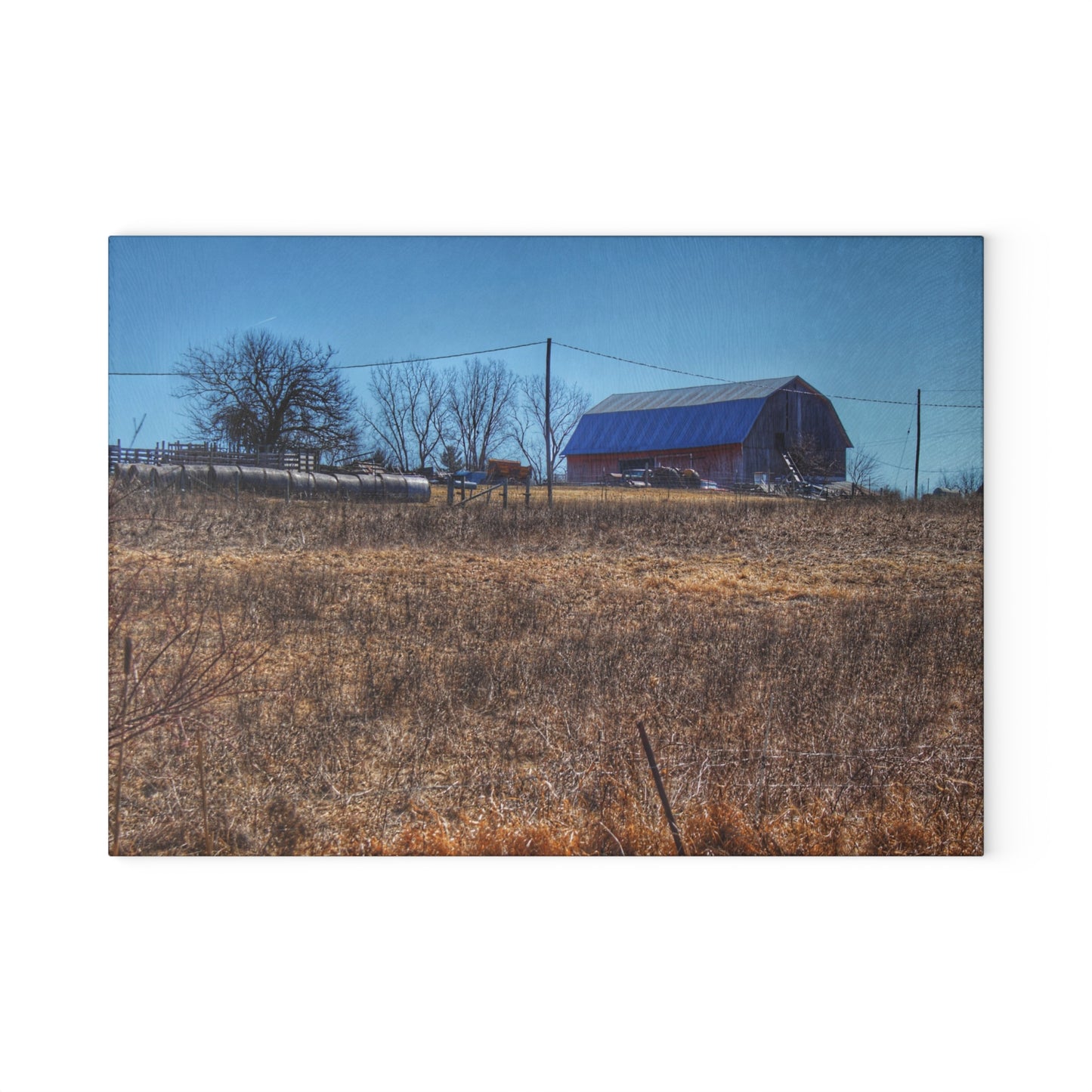 U R There Photography Marathon Haybarn on the Hill I Rustic Farmhouse Tempered-Glass Cutting Board
