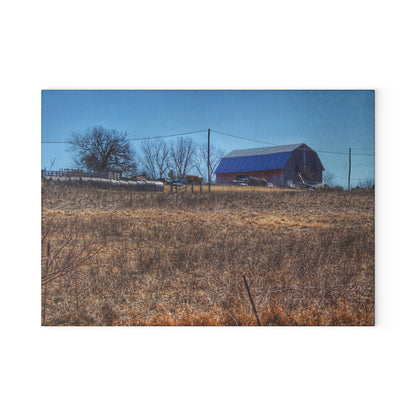 U R There Photography Marathon Haybarn on the Hill I Rustic Farmhouse Tempered-Glass Cutting Board