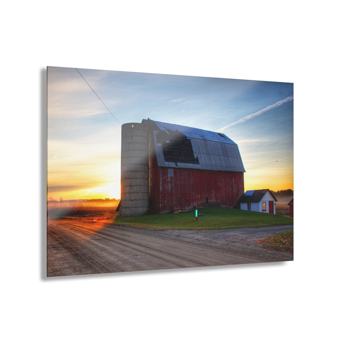 U R There Photography Haines Road Red at Sunrise Rustic Farmhouse Acrylic Wall Print