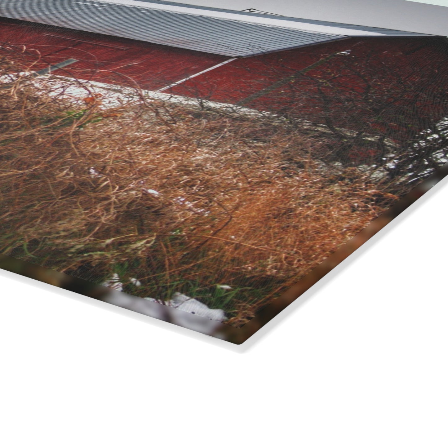 U R There Photography Noble Road Red Rustic Farmhouse Tempered-Glass Cutting Board