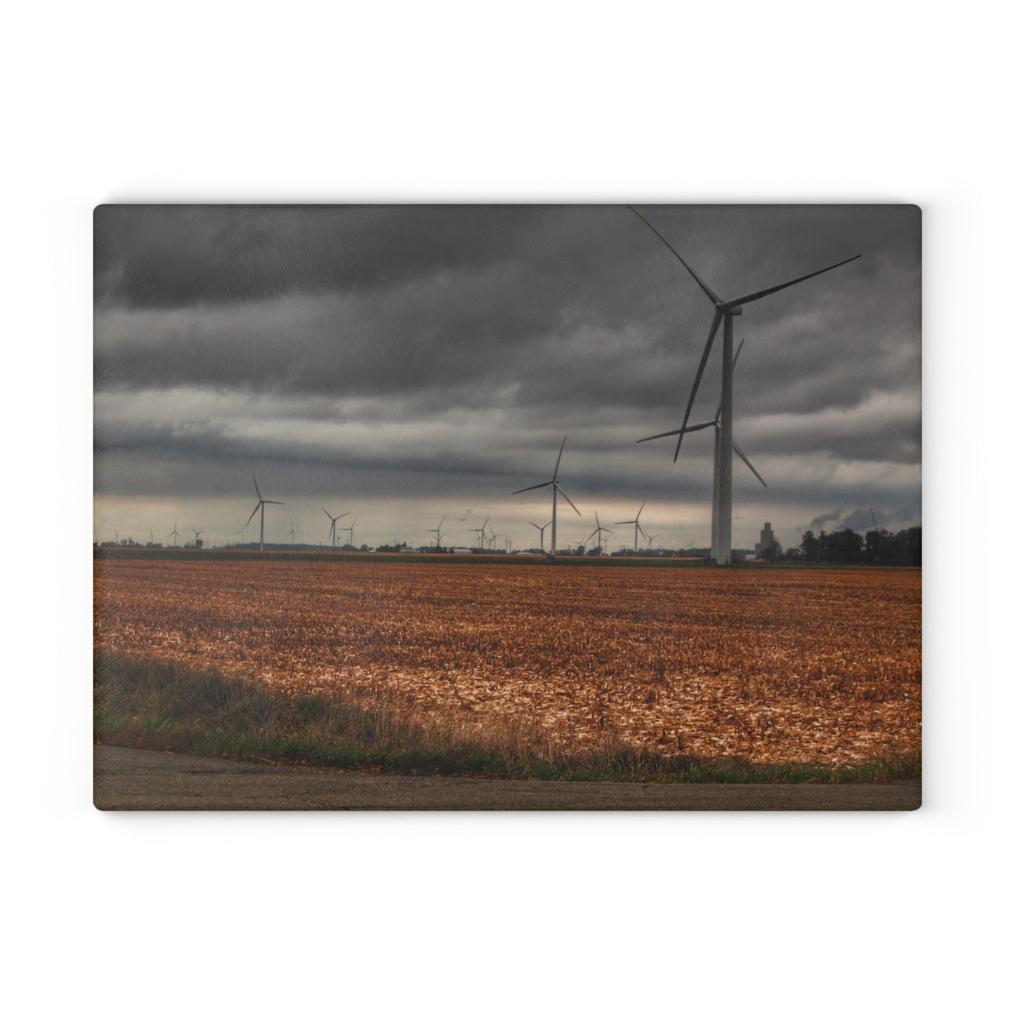 U R There Photography Garner Road Windmills Rustic Farmhouse Tempered-Glass Cutting Board
