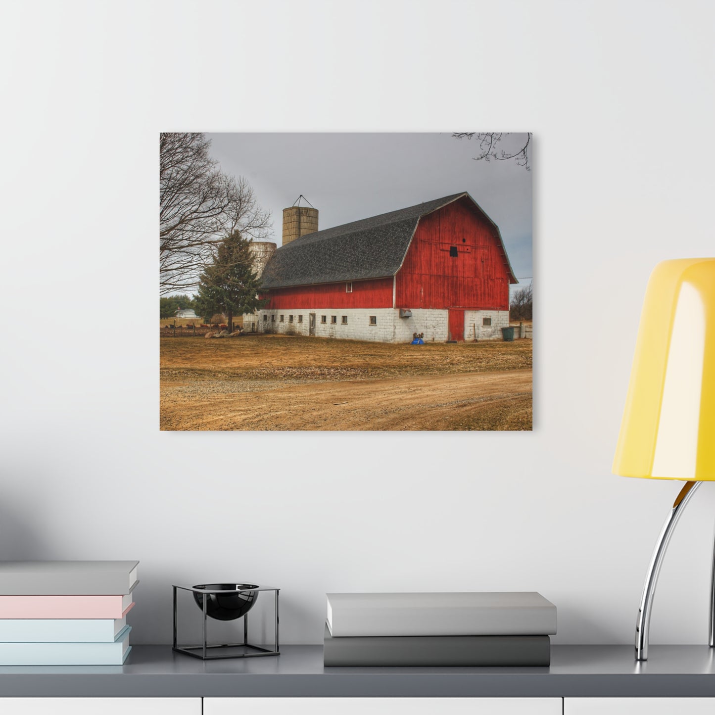 U R There Photography Hunters Creek Road Cow Barn II Rustic Farmhouse Acrylic Wall Print