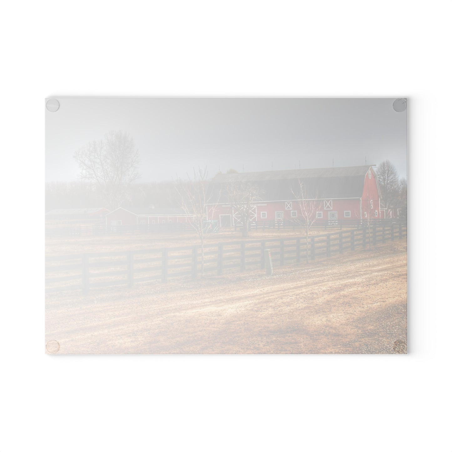 U R There Photography Barber Road Farm II Rustic Farmhouse Tempered-Glass Cutting Board