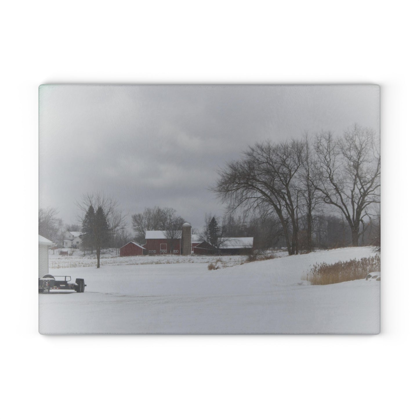 U R There Photography Across the Field on Sandy Lane Rustic Farmhouse Tempered-Glass Cutting Board