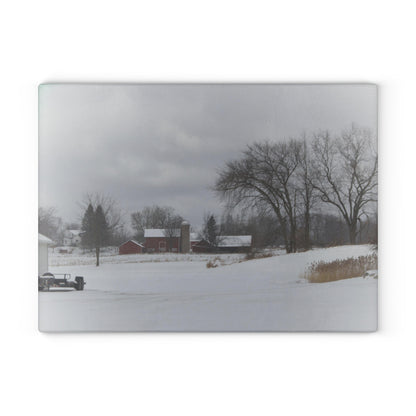 U R There Photography Across the Field on Sandy Lane Rustic Farmhouse Tempered-Glass Cutting Board