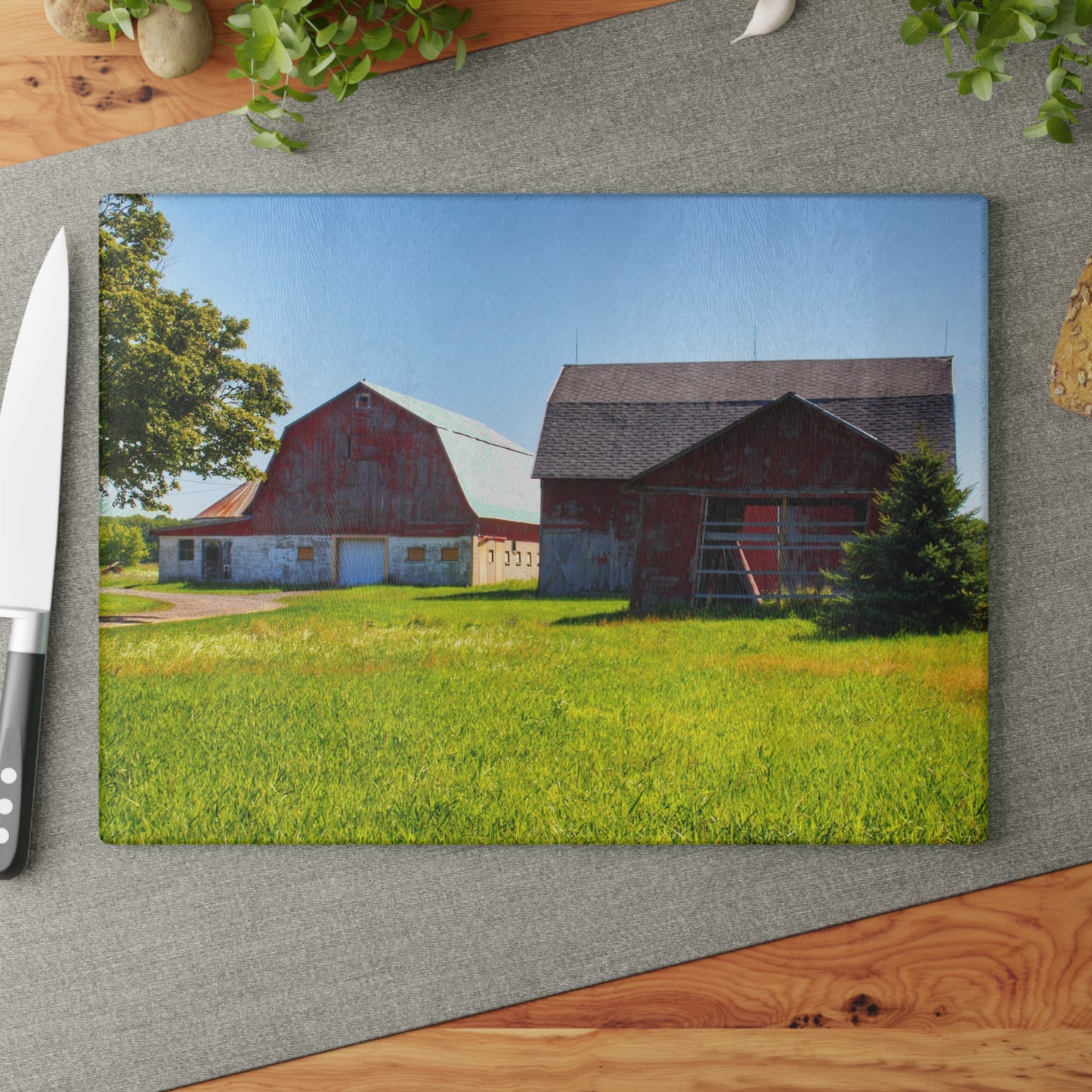 U R There Photography Atwell Road Trio Rustic Farmhouse Tempered-Glass Cutting Board