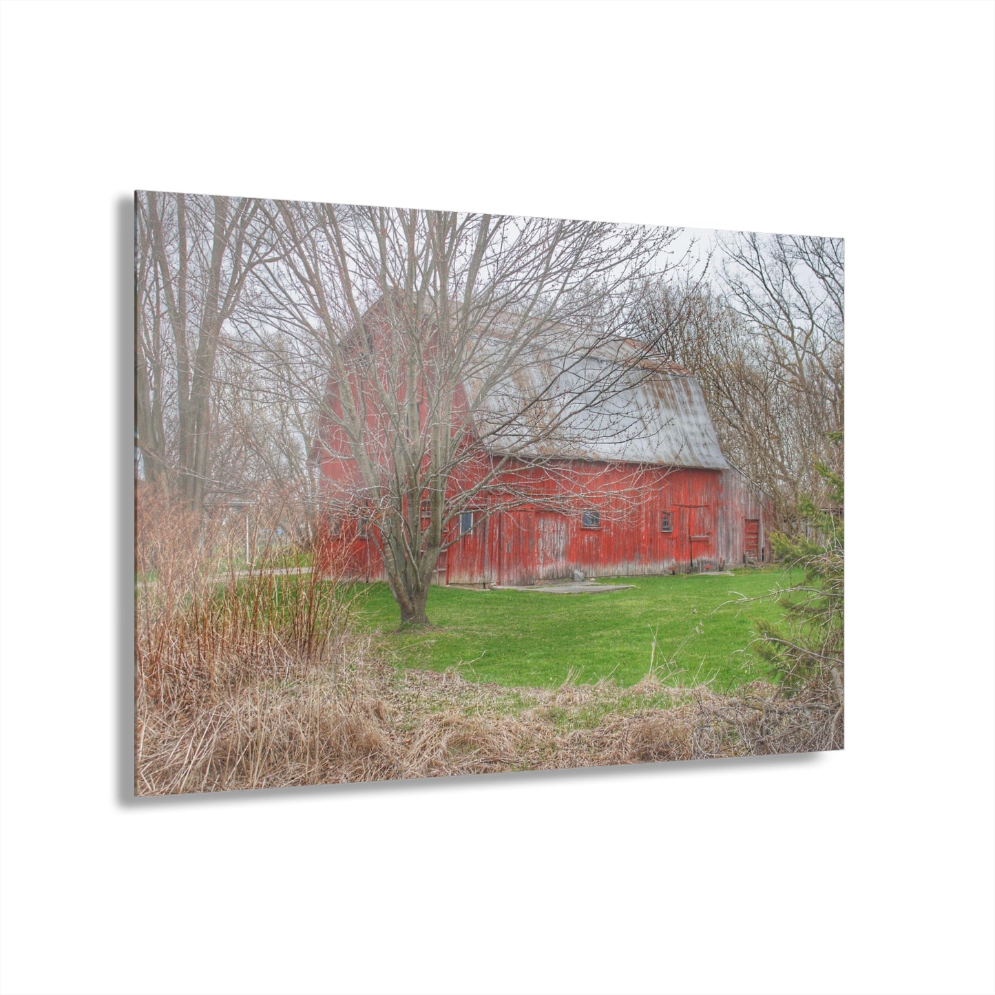 U R There Photography Dodge Road Rusted Red Rustic Farmhouse Acrylic Wall Print