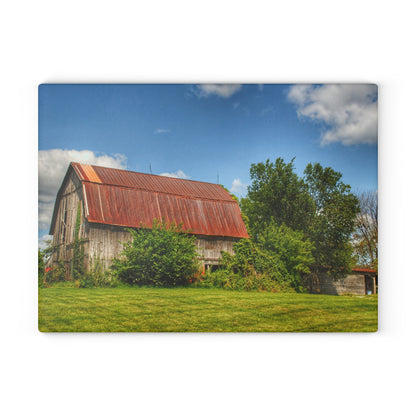 U R There Photography Grey Road Rusted II Rustic Farmhouse Tempered-Glass Cutting Board