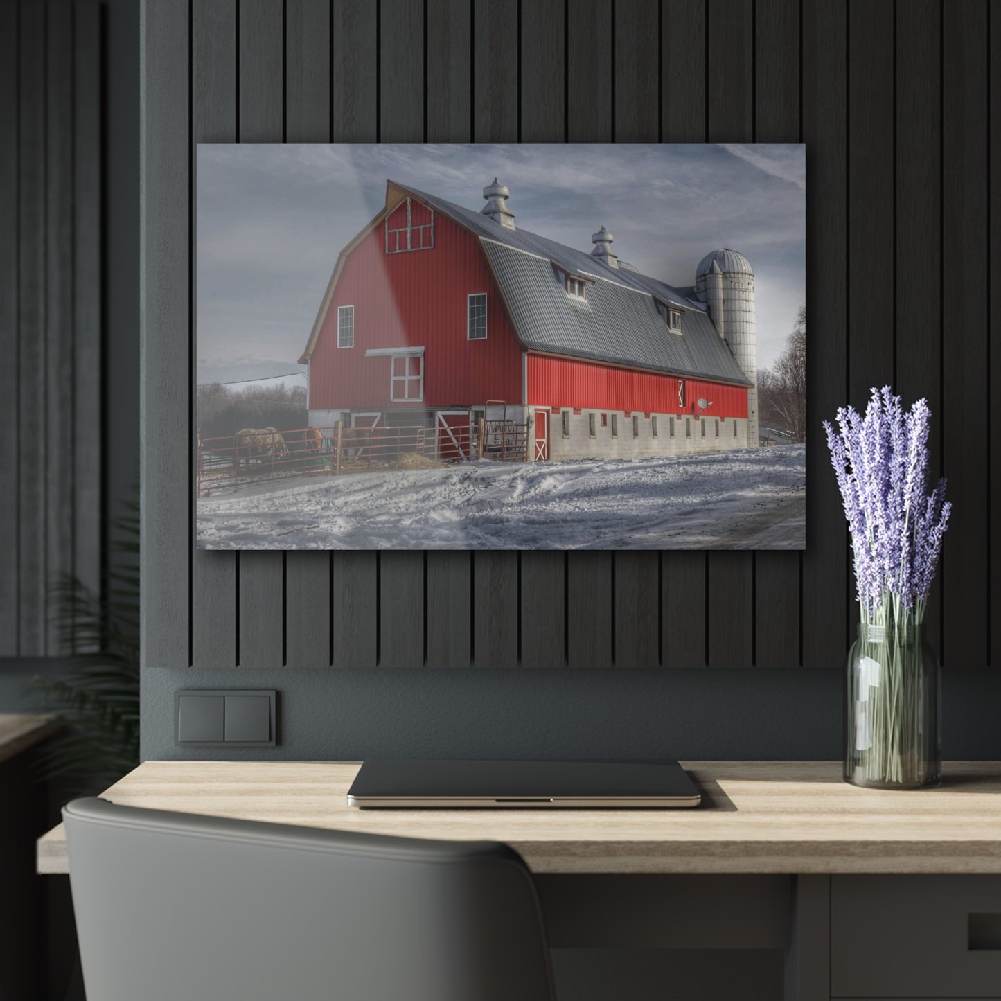 U R There Photography Casey Road Red Rustic Farmhouse Acrylic Wall Print